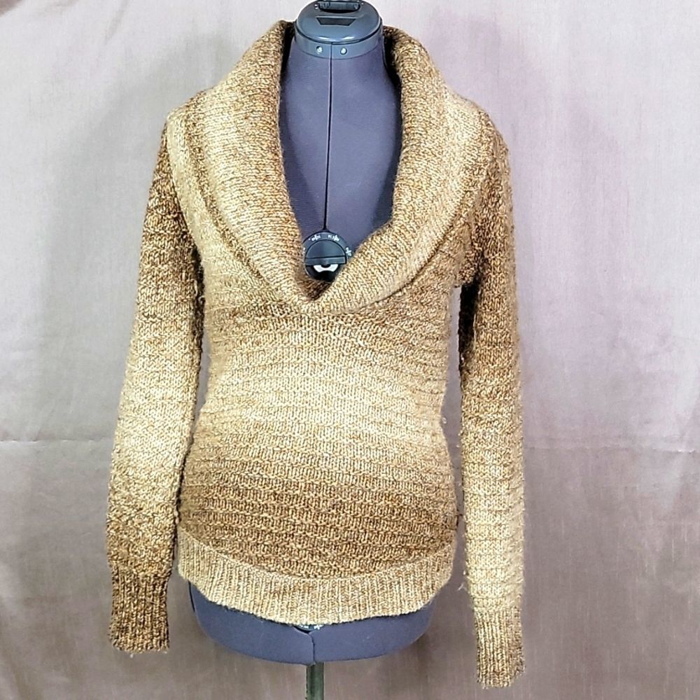 ANN TAYLOR LOFT Brown Wool Cowl Neck Sweater XS